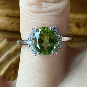 Natural Peridot Sterling Silver Ring Size 5.75